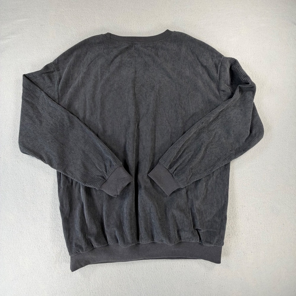 Dark Gray Corduroy Bull Graphic Sweatshirt Womens M Streetwear Y2K Western - Picture 8 of 10